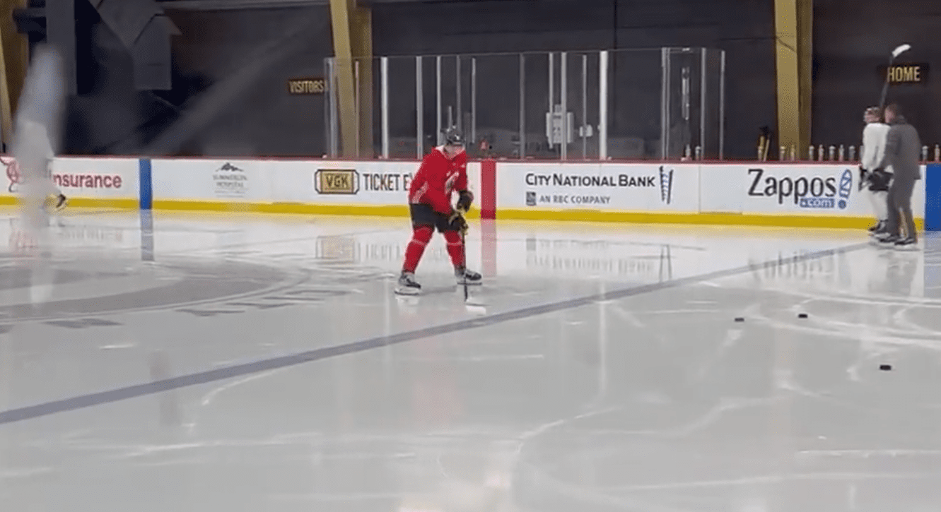 Jack Eichel skates for the first time with the Vegas Golden Knights (Photo/Screenshot- Vegas Golden Knights via Twitter)