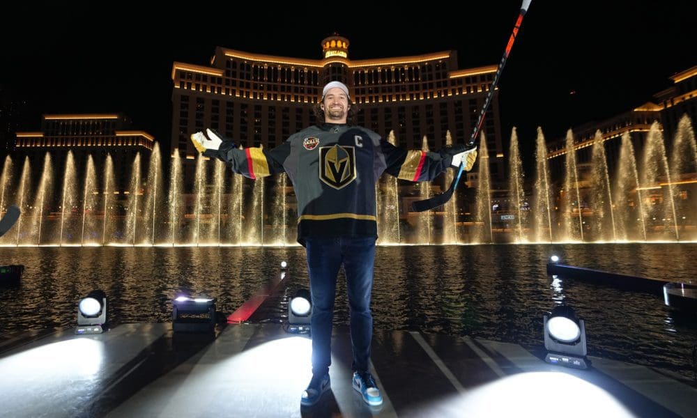 Mark Stone Vegas Golden Knights NHL All-Star Game Skills Competition Fountain Faceoff (Photo- Vegas Golden Knights via Twitter)