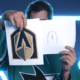Marc-Edouard Vlasic San Jose Sharks tries to draw Vegas Golden Knights logo- (Photo- San Jose Sharks via Twitter)