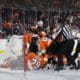 Vegas Golden Knights Philadelphia Flyers net scrum (Photo- Philadelphia Flyers via Twitter)