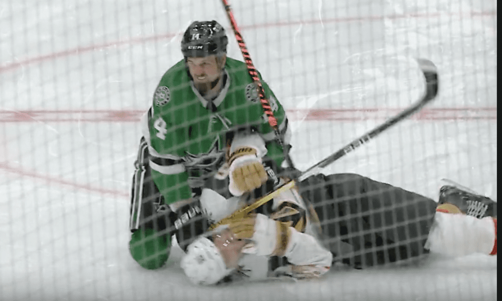 Vegas Golden Knights Mark Stone, Jamie Benn Major Penalty Cross check