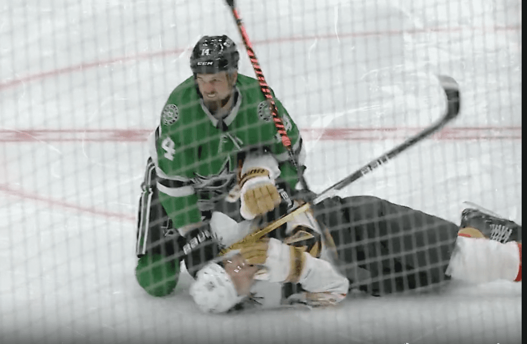 Vegas Golden Knights Mark Stone, Jamie Benn Major Penalty Cross check