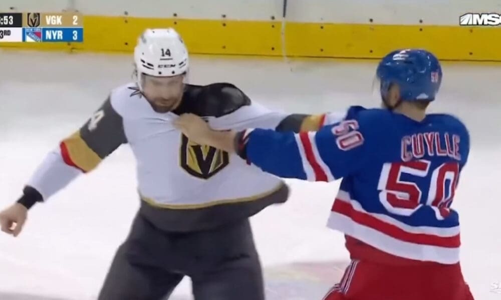 Nicolas Hague and Will Cuylle fight (Photo/Screenshot- Sportsnet via Twitter)