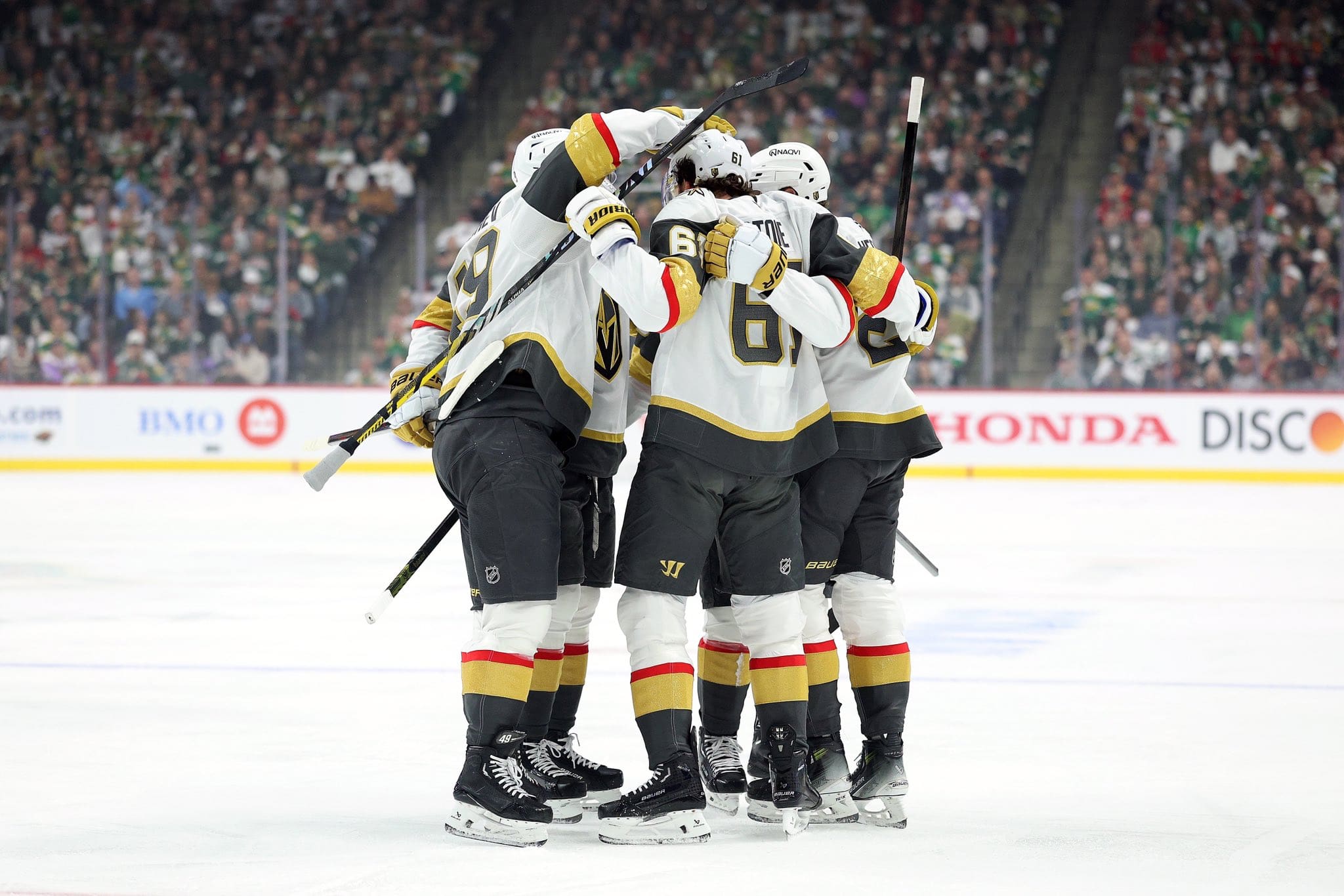 The Vegas Golden Knights celebrate after scoring 4/26/2025 (Photo/Screenshot- Vegas Golden Knights via Twitter)