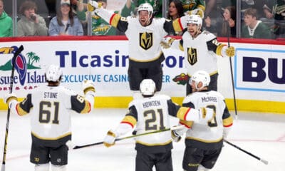 Vegas Golden Knights forward Tomáš Hertl celebrates after scoring 4/26/2025 (Photo/Screenshot- Vegas Golden Knights via Twitter)