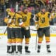 The Vegas Golden Knights celebrate after Mark Stone's goal 4/29/2025 (Photo/Screenshot- Vegas Golden Knights via Twitter)