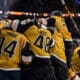 The Vegas Golden Knights celebrate after Brett Howden's overtime winner 4/29/2025 (Photo/Screenshot- Vegas Golden Knights via Twitter)