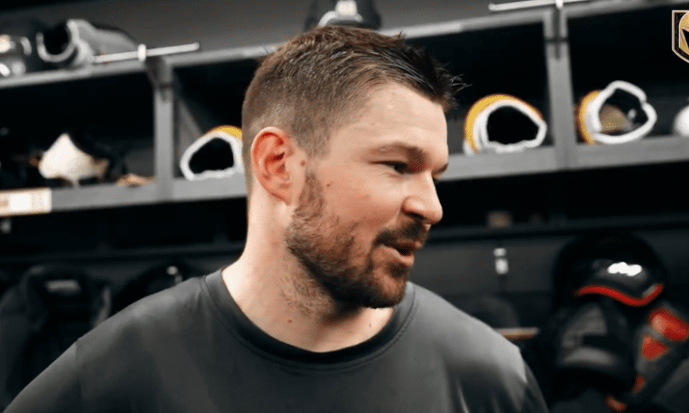 Golden Knights forward Tomáš Hertl meets with the media 4/10/2025 (Photo/Screenshot- Vegas Golden Knights via Twitter)