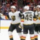 EDMONTON, AB - DECEMBER 14: Las Vegas Golden Knights Center Ivan Barbashev (49) celebrates his goal in the second period of the Edmonton Oilers game versus the Las Vegas Golden Knights on December 14, 2024 at Rogers Place in Edmonton, AB. (Photo by Curtis Comeau/Icon Sportswire)