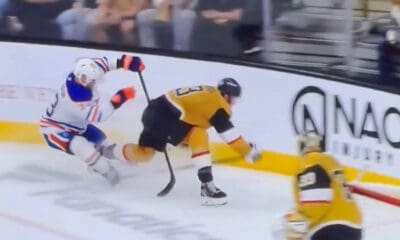 Viktor Arvidsson trips up Brayden McNabb 5/8/2025 (Photo/Screenshot- SinBin.vegas via Twitter