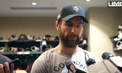 Vegas Golden Knights defenseman Alex Pietrangelo meets with the media following the Game 5 loss 5/14/2025 (Photo/Screenshot- Vegas Golden Knights via Twitter)