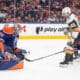 Edmonton Oilers goaltender Stuart Skinner makes a save on Golden Knights forward Ivan Barbashev 5/12/2025 (Photo/Screenshot- Sportsnet via Twitter)