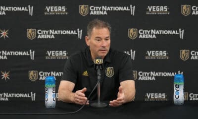 Vegas Golden Knights head coach Bruce Cassidy meets with the media for his end of the year press conference 5/17/2025 (Photo/Screenshot- Vegas Golden Knights via Twitter)