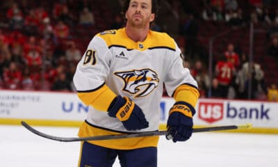 CHICAGO, IL - FEBRUARY 07: Jonathan Marchessault #81 of the Nashville Predators prior to a game against the Chicago Blackhawks on February 7, 2025 at the United Center in Chicago, Illinois. (Photo by Melissa Tamez/Icon Sportswire)