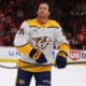 CHICAGO, IL - FEBRUARY 07: Jonathan Marchessault #81 of the Nashville Predators prior to a game against the Chicago Blackhawks on February 7, 2025 at the United Center in Chicago, Illinois. (Photo by Melissa Tamez/Icon Sportswire)
