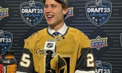 Vegas Golden Knights draft pick Jakob Ihs-Wozniak meets with the media 6/28/2025 (Photo/Screenshot- Vegas Golden Knights via Twitter)