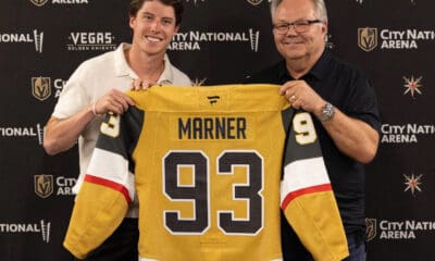 Vegas Golden Knights forward Mitch Marner meets with the media 7/1//2025 (Photo/Screenshot- Vegas Golden Knights via Twitter)