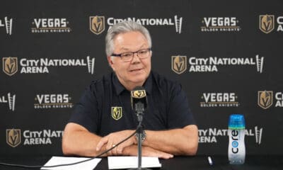 Vegas Golden Knights general manager Kelly McCrimmon meets with the media 7/1//2025 (Photo/Screenshot- Vegas Golden Knights via Twitter)