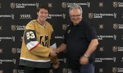 Vegas Golden Knights forward Mitch Marner meets with the media 7/1//2025 (Photo/Screenshot- Vegas Golden Knights via Twitter)