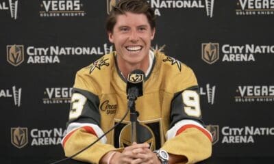 Vegas Golden Knights forward Mitch Marner meets with the media 7/1//2025 (Photo/Screenshot- Vegas Golden Knights via Twitter)