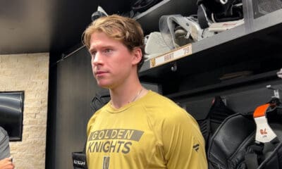 Vegas Golden Knight Carter Hart meets with the media