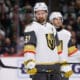 ST. PAUL, MN - APRIL 24: Vegas Golden Knights right wing Mark Stone (61) looks on during the second period in Game Three of the First Round of the 2025 Stanley Cup Playoffs between the Vegas Golden Knights and Minnesota Wild on April 24th, 2025, at the Xcel Energy Center in St. Paul, MN. (Photo by Bailey Hillesheim/Icon Sportswire)