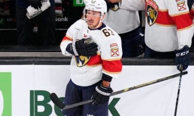 Florida Panthers forward Brad Marchand reacts to the Boston crowd during the first period of Tuesday’s game at the Garden. (AP Photo/Charles Krupa)