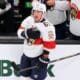 Florida Panthers forward Brad Marchand reacts to the Boston crowd during the first period of Tuesday’s game at the Garden. (AP Photo/Charles Krupa)