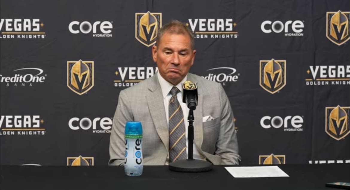 Vegas Golden Knights head coach Bruce Cassidy meets with the media 10/31/2025 (Photo/Screenshot- Vegas Golden Knights via Twitter)