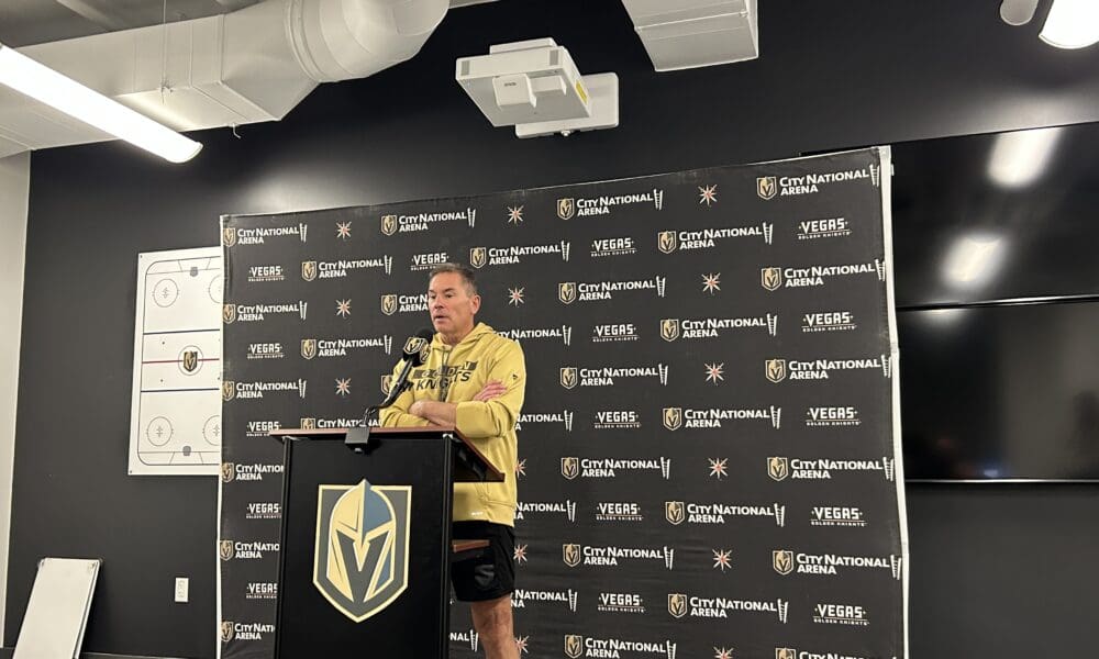 Vegas Golden Knights head coach Bruce Cassidy speaks with the media 12/1/2025